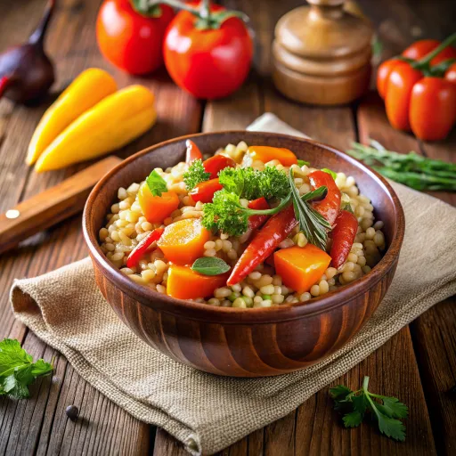 जौ और भुने हुए सब्जियों की पुलाव